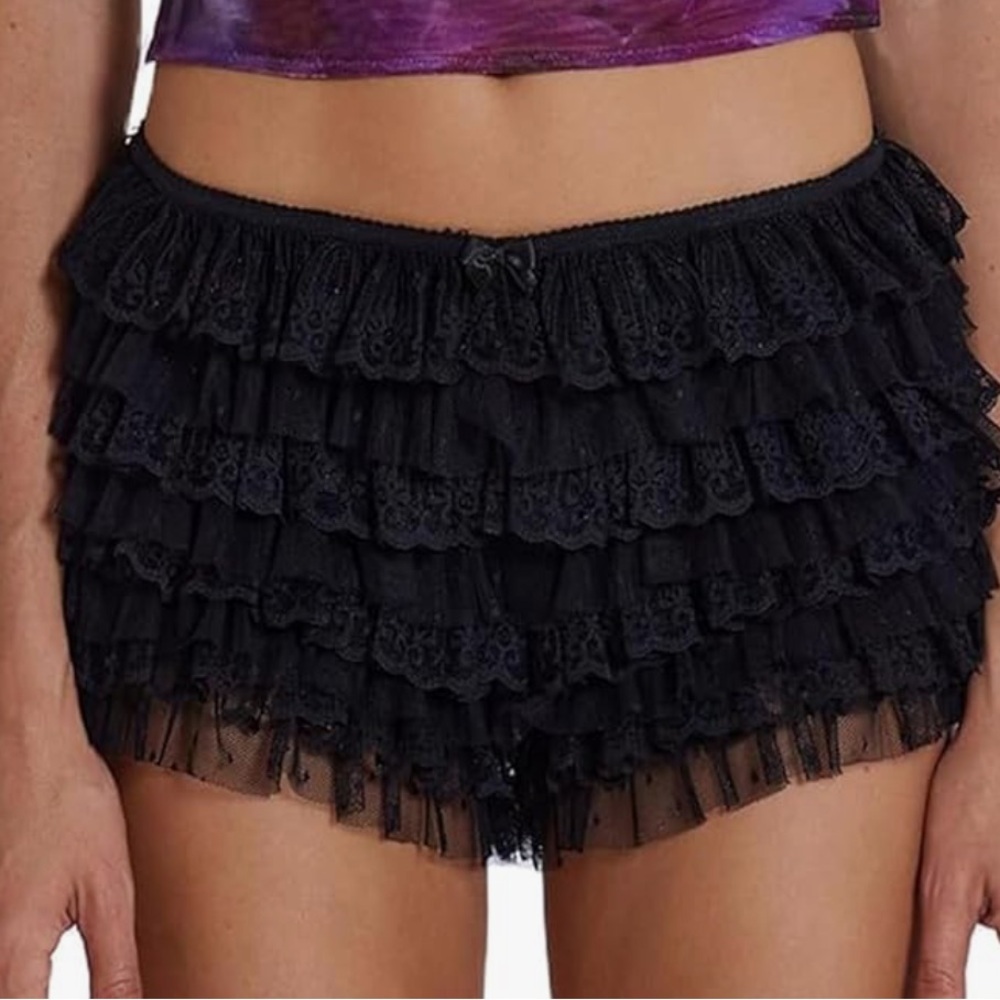 NEW SIZE SMALL Women Ruffle Shorts Y2k Lace Trim Cute Lolita Bloomer